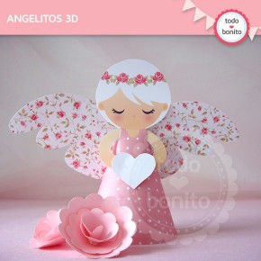 Shabby Chic rosa: angelitos 3D