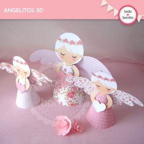 Shabby Chic rosa: angelitos 3D