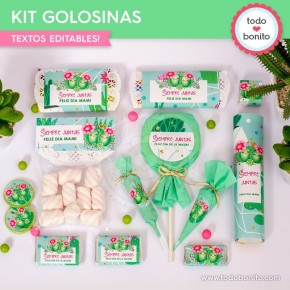 Cactus: kit etiquetas de golosinas