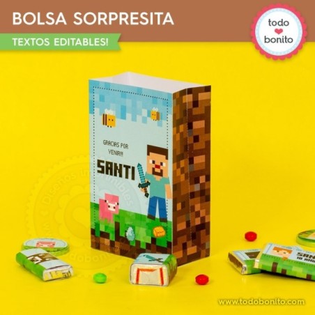 Minecraft: bolsa sorpresita para imprimir