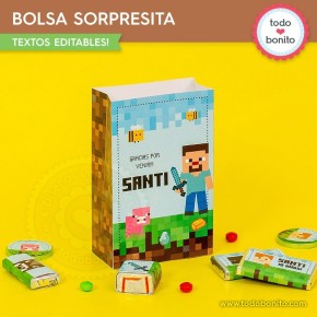 Minecraft: bolsa sorpresita para imprimir