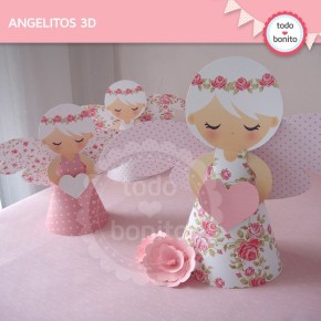 Shabby Chic rosa: angelitos 3D