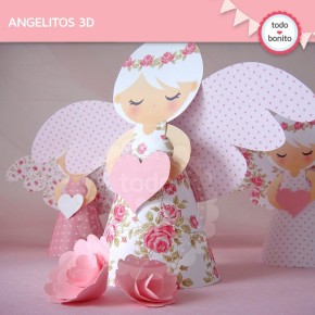 Shabby Chic rosa: angelitos 3D