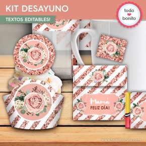 Rose Gold: kit imprimible desayuno