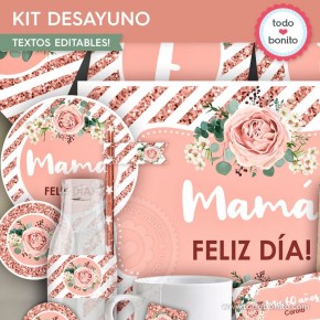 Rose Gold: kit imprimible desayuno