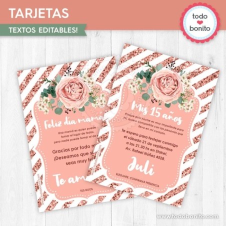 Rose Gold: tarjeta imprimible y digital