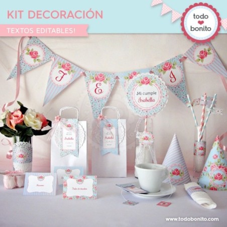 Shabby Chic Aqua Rosa: kit...