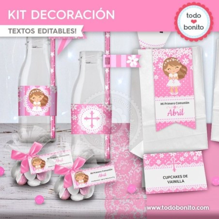 Todo Bonito - Decoración para Mi Primera comunión de niñas modelo  Margaritas 🌼 Puedes personalizarlo con el nombre y frases que quieras ya  que los textos son editables. . Si te gustan