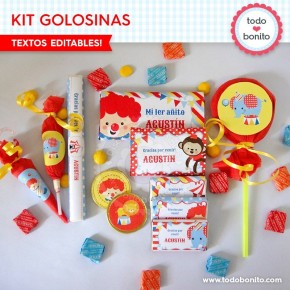 Circo niños: kit etiquetas de golosinas