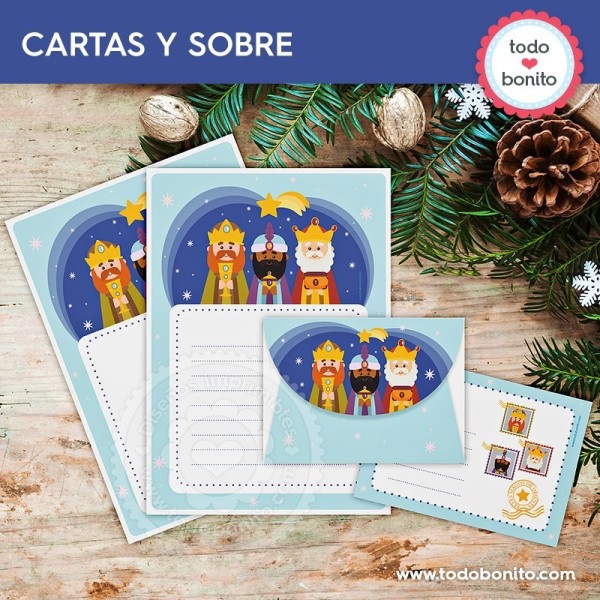 Reyes Magos: papeles de carta y sobre