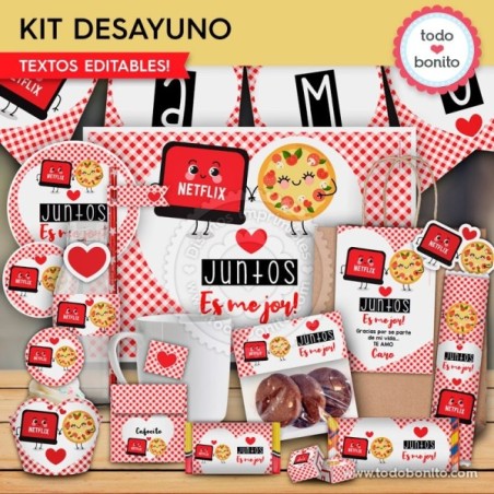 Netflix y Pizza: kit imprimible desayuno