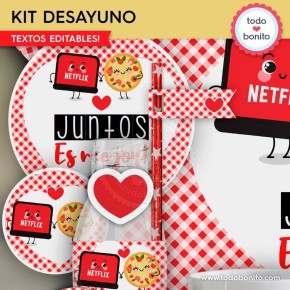 Netflix y Pizza: kit imprimible desayuno