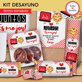 Netflix y Pizza: kit imprimible desayuno