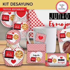 Netflix y Pizza: kit imprimible desayuno