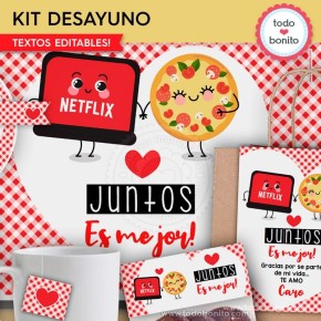 Netflix y Pizza: kit imprimible desayuno