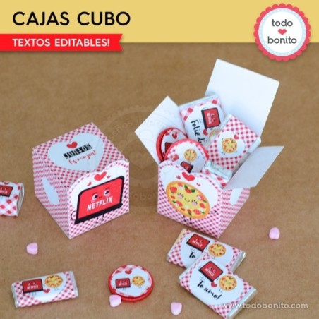 Netflix y Pizza: cajas cubo