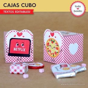 Netflix y Pizza: cajas cubo