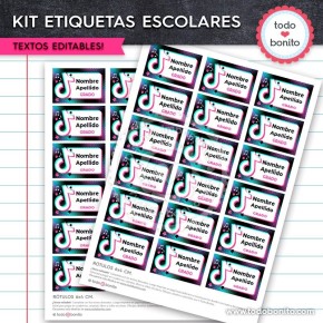 TikTok: Kit imprimible etiquetas escolares