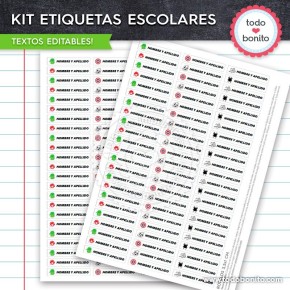 Avengers: Kit imprimible etiquetas escolares