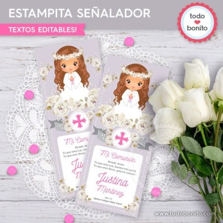 Primera Comunión modelo Justina: Estampita señalador