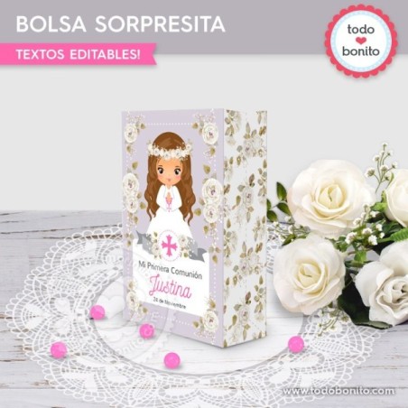 Primera Comunión modelo Justina: bolsa sorpresita para imprimir