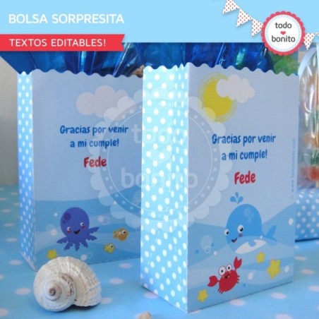 Animalitos de Mar: bolsa sorpresita para imprimir