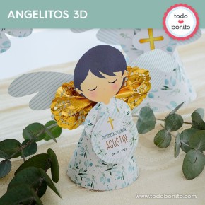 Follaje y Cruz: angelitos 3D