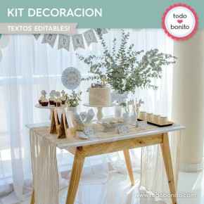 Follaje y Cruz: kit imprimible decoración de fiesta