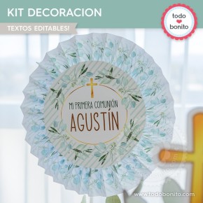 Follaje y Cruz: kit imprimible decoración de fiesta