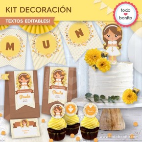 Comunión modelo Paula: kit imprimible decoración de fiesta