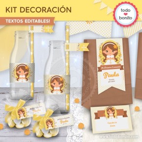 Comunión modelo Paula: kit imprimible decoración de fiesta