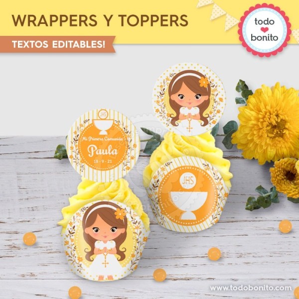 Comunión modelo Paula: wrappers y toppers