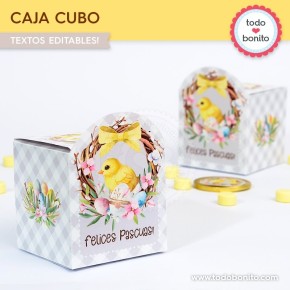 Pascuas pollito: cajita cubo