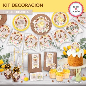 Pascuas pollito: kit imprimible decoración de fiesta