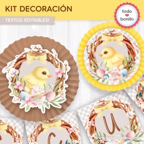 Pascuas pollito: kit imprimible decoración de fiesta