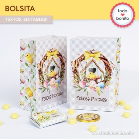 Pascuas pollito: bolsas sorpresita para imprimir