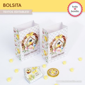 Pascuas pollito: bolsas sorpresita para imprimir