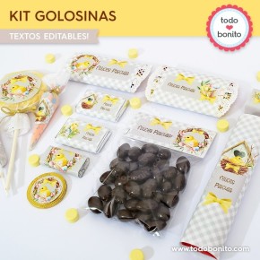 Pascuas pollito: kit etiquetas de golosinas