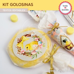 Pascuas pollito: kit etiquetas de golosinas