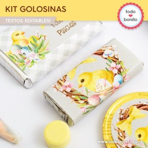 Pascuas pollito: kit etiquetas de golosinas