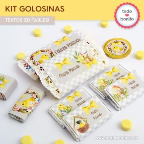 Pascuas pollito: kit etiquetas de golosinas