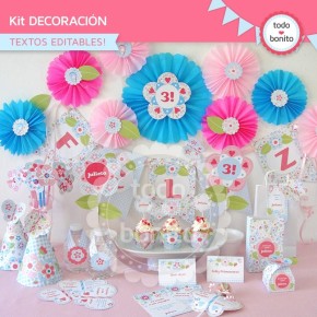 Flores y mariposas:  Kit decoración