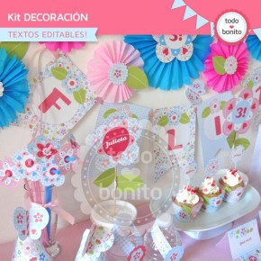 Flores y mariposas:  Kit decoración