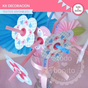 Flores y mariposas:  Kit decoración