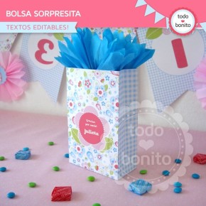 Flores y mariposas:  bolsa sorpresita para imprimir