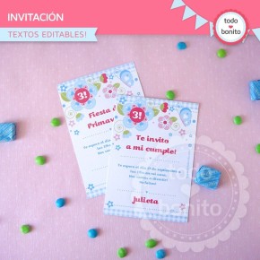 Flores y mariposas:  invitación para imprimir