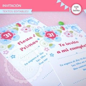 Flores y mariposas:  invitación para imprimir