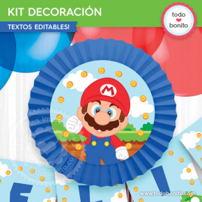 Decoracion De Mario Bros Con Globos Para Cumpleaños Color Azul Verde  Amarillo