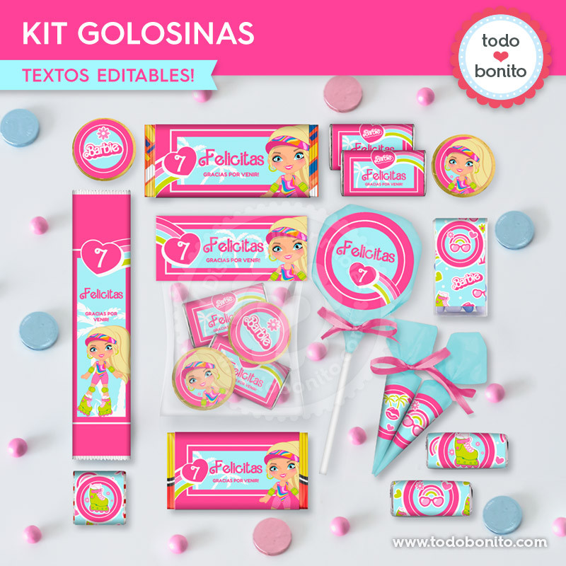Kit Barbie Para Imprimir Decoración Cumpleaños Text Editable