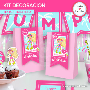 Barbie glitter: kit imprimible decoración de fiesta